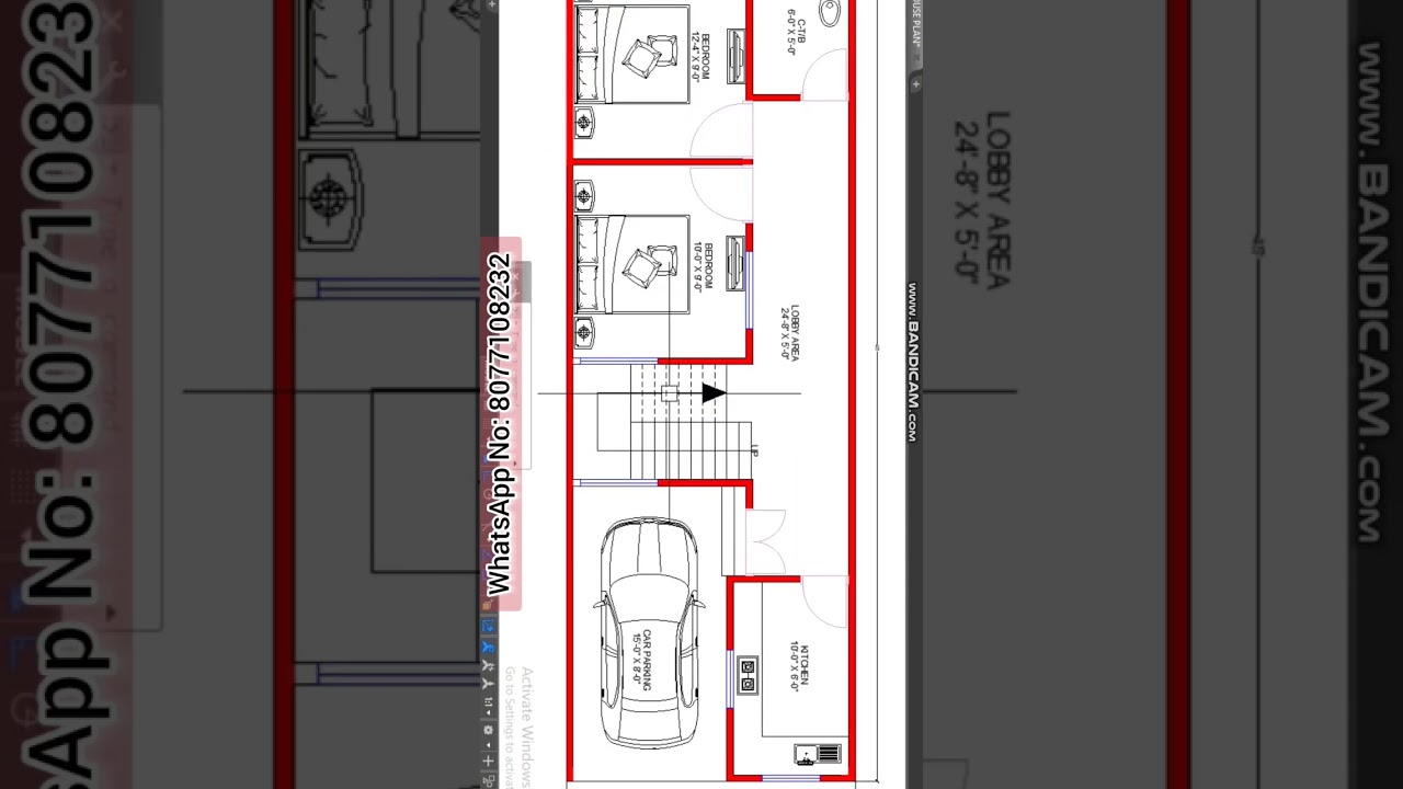 15 X 45 house plan with car parking