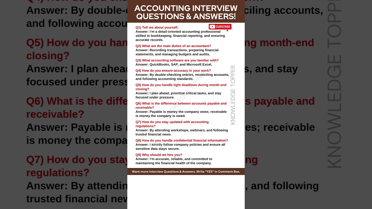 Top 9 Accounting Interview Questions & Expert Answers for Success 📊