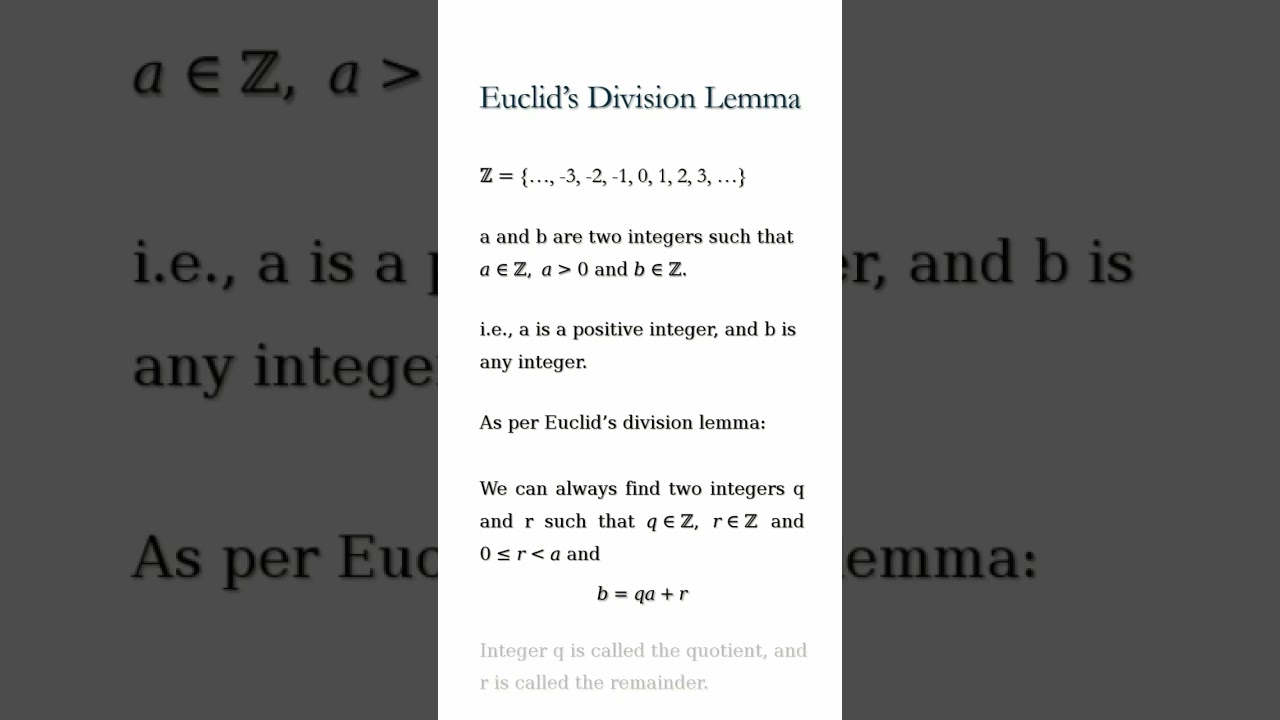 Master Euclid's Division Lemma in Just 60 Seconds! 📚