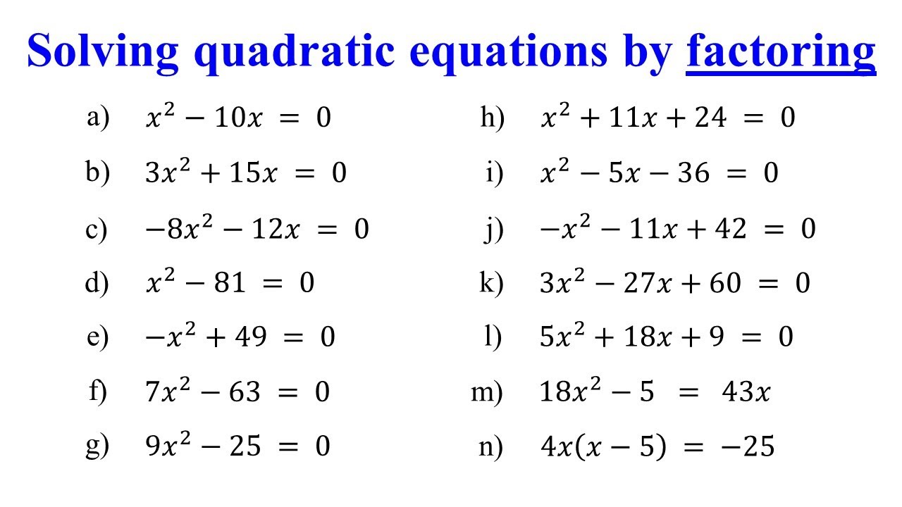 Solving Quadratic Equations by Factoring | Algebra Tutorial