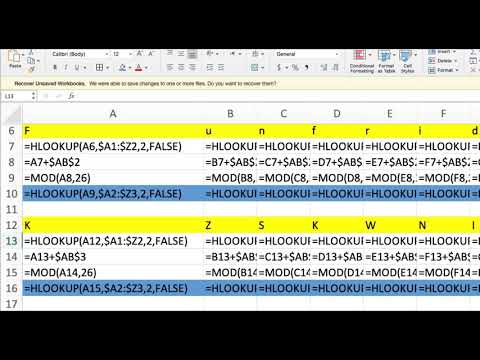 Caesar and Decimation Ciphers on Excel