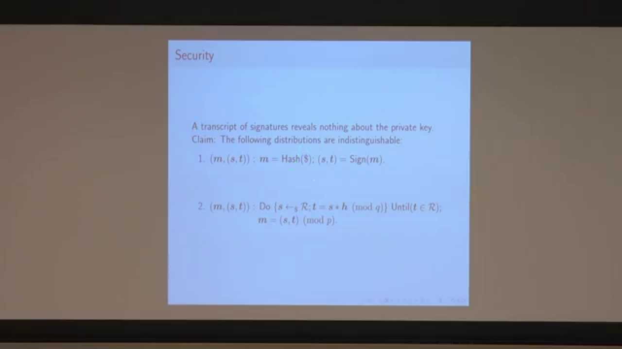 Transcript Secure Signatures Using Modular Lattices - John Schanck