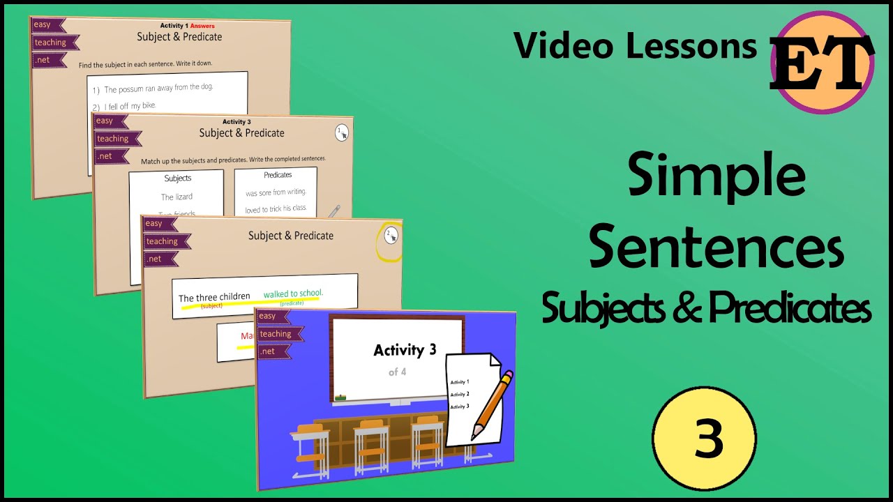 Understanding Simple Sentences: Subjects and Predicates | Video Lessons | EasyTeaching