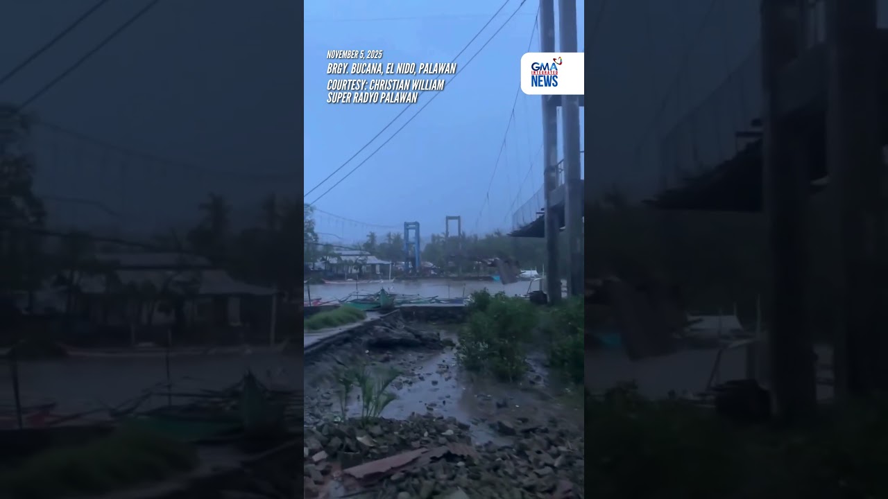Hanging Bridge sa Palawan Nasira Dahil sa Bagyong Tino