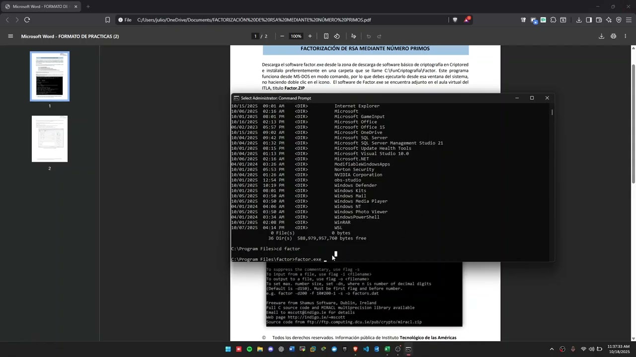 Factorización de RSA mediante números primos | Fundamentos de criptografía
