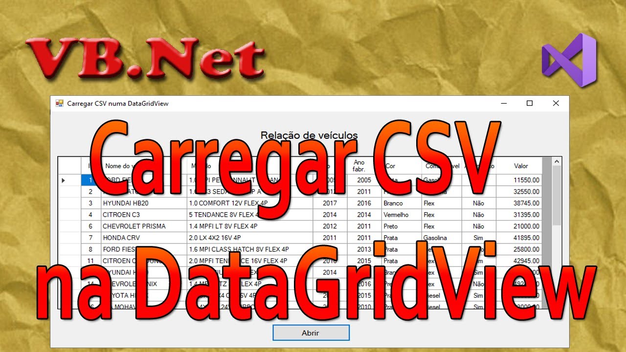 Carregar CSV em DataGridView com VB.Net
