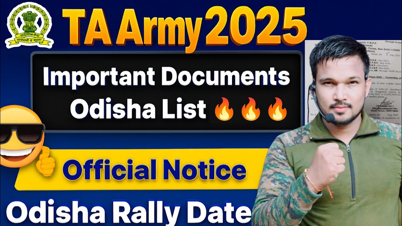 TA Army Recruitment 2025: Documents & Odisha Rally Date