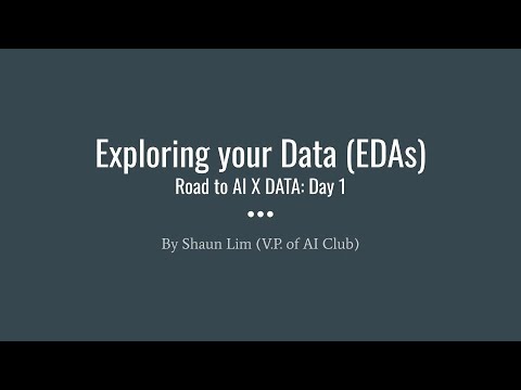 Introduction to Exploratory Data Analysis w/ Python pandas (Road to AI X DATA: Day 1)