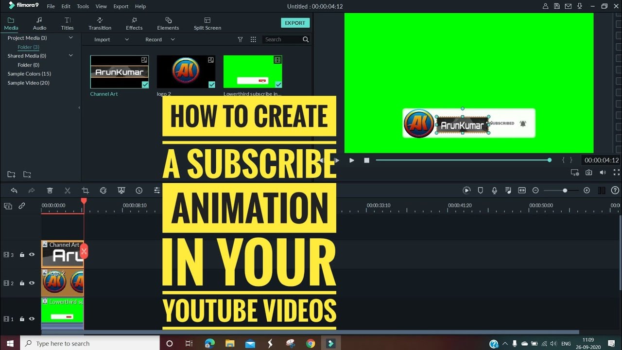 How to create subscribe button for YouTube using Wondershare Filmora | Green screen animation
