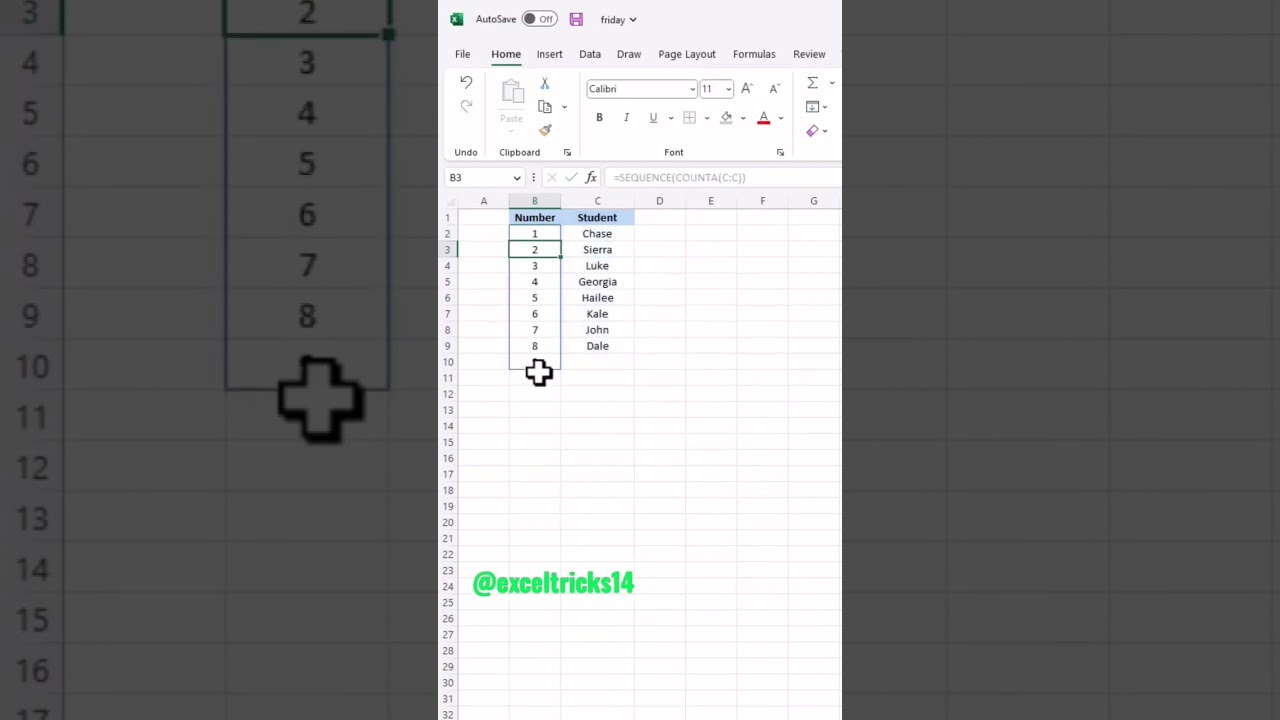 Excel Sequence Function for Auto Fill π