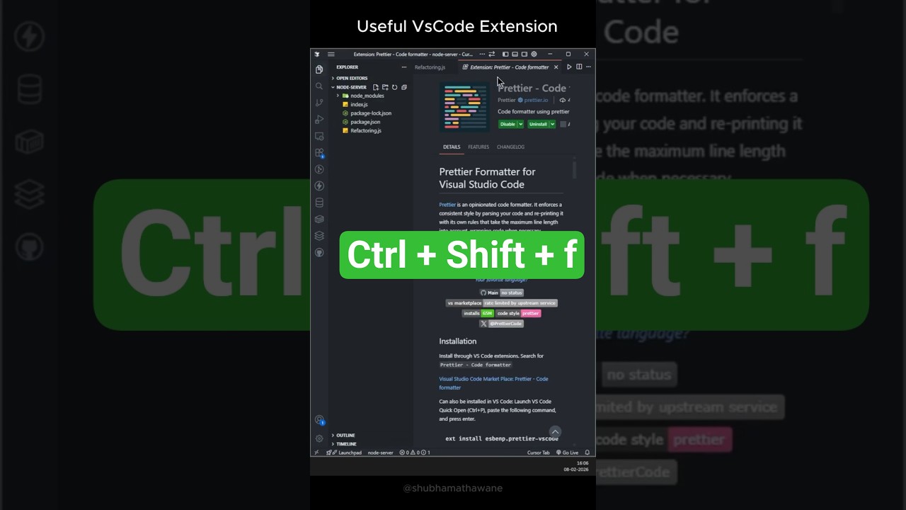 One-Click Code Formatting in VS Code ๐ฅ๏ธ