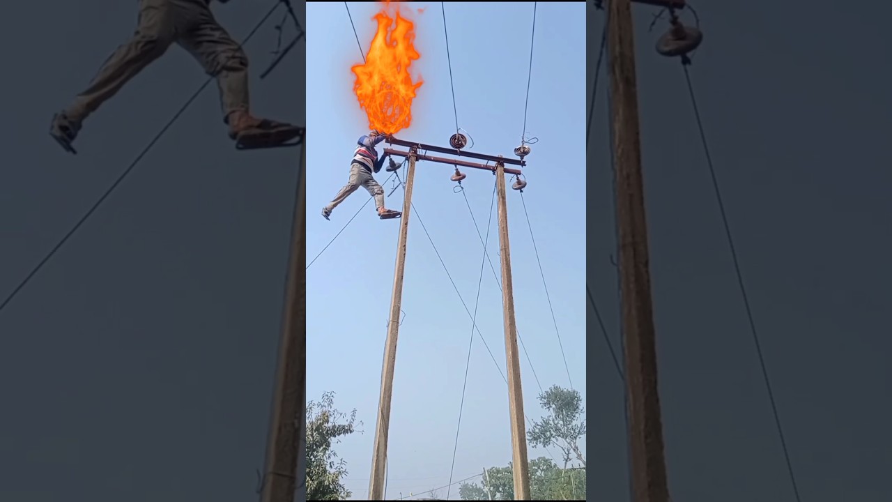 Electricity Lineman Fixing 11 KV Line | Incredible Skills 🇮🇳 #Shorts