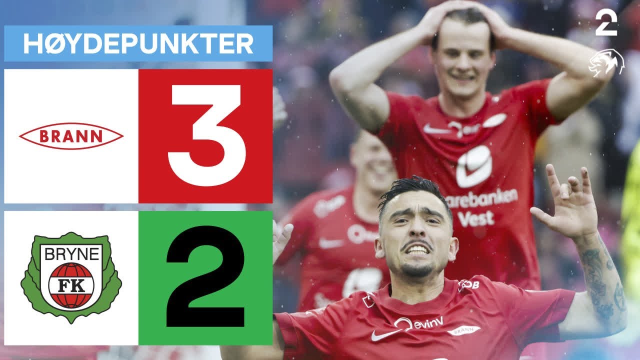 Høydepunkter: Brann 3-2 Bryne – Spennende kamp i Eliteserien ⚽