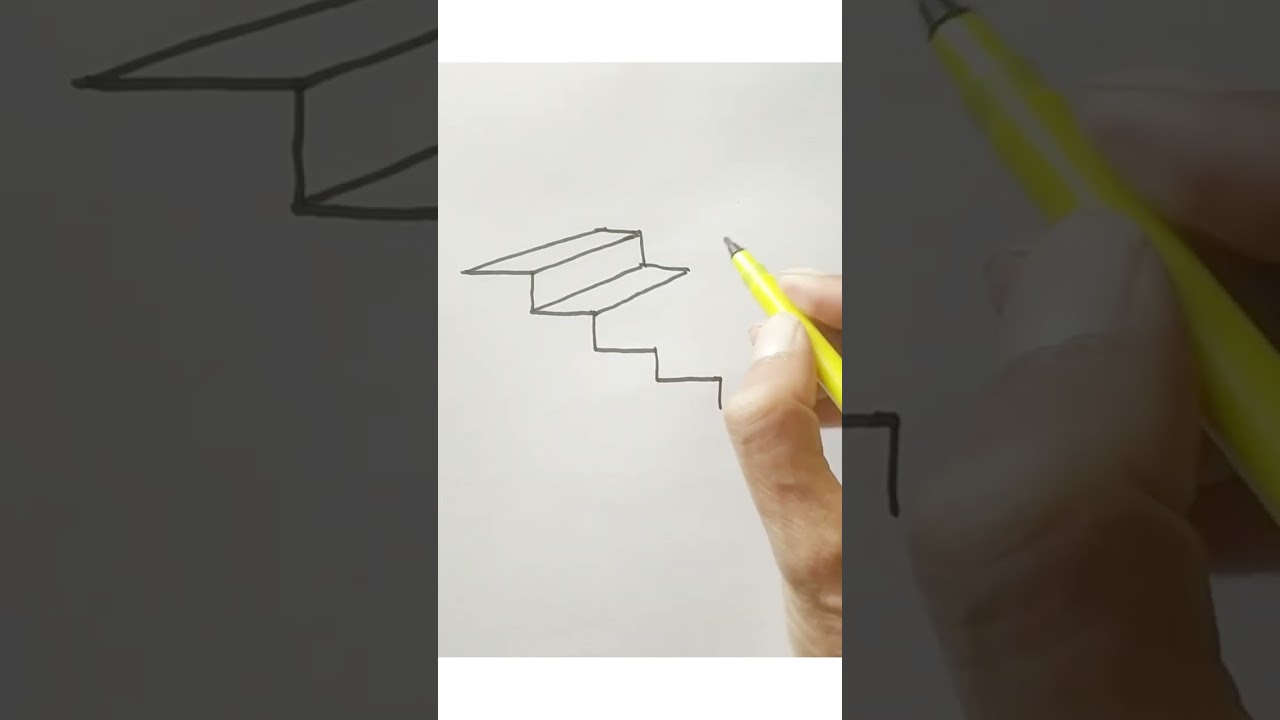 How to draw easy 3d stair ine point perspective #shorts #drawing