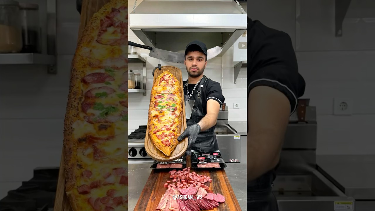Turkish pizza içli pide with sausage and mozzarella cheese recipe🍕#pizza #cooking #recipes #shorts