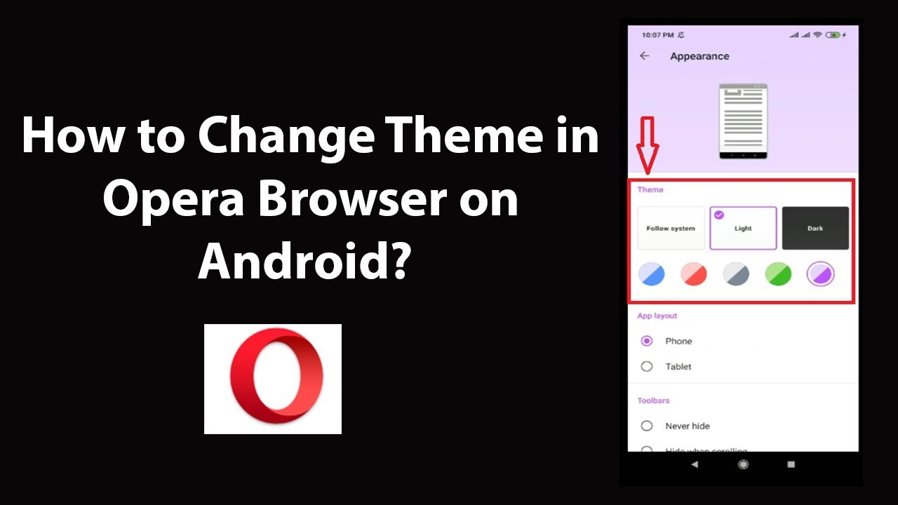 Change Opera Browser Theme on Android