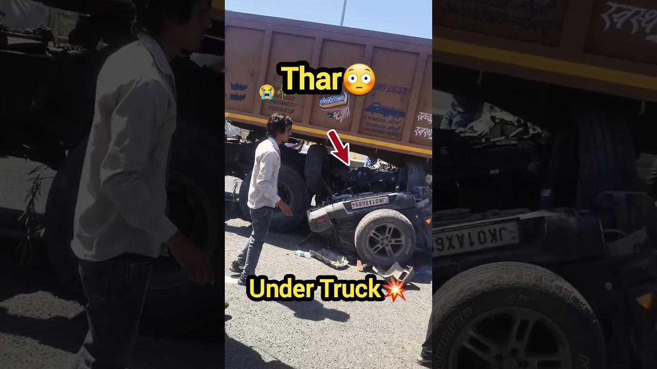 घूमने निकले थे… Thar पर चढ़ गया ट्रक 😳 Jaipur Accident #latestupdate #shorts PART-1