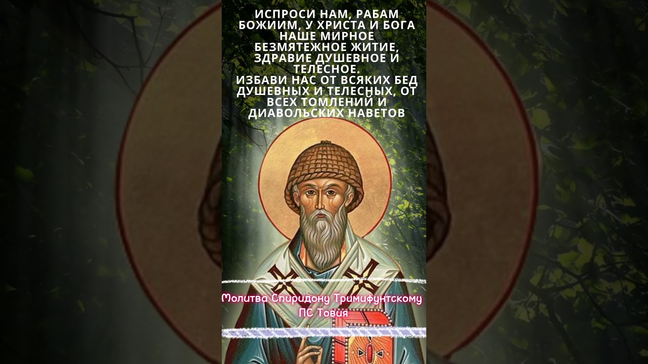 Молитва Спиридону Тримифунтскому о здравии 🙏