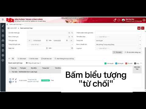 Hướng dẫn chức năng Từ chối duyệt lịch họp trên phần mềm hệ thống thông tin điều hành tác nghiệp