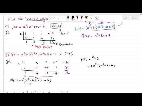 Reduced Polynomial & find the value of K
