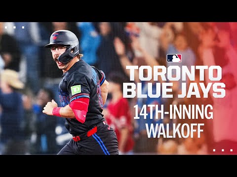 Davis Schneider walks it off for the Blue Jays in the 14TH INNING! 🫡