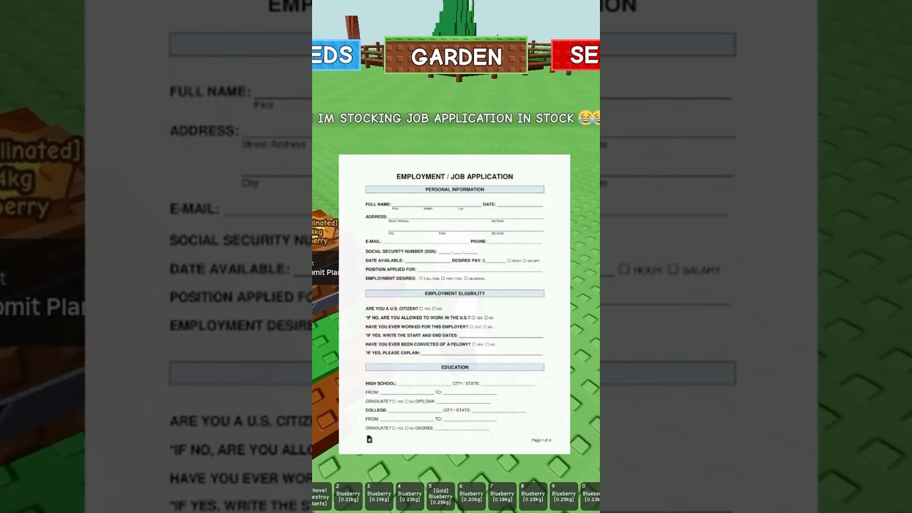 Grow a Garden Job Application 🌱