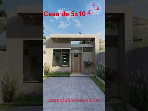 PLANO de CASA PEQUEÑA y ECONÓMICA 5x10 metros 1 Piso #casapequeña #planosdecasas