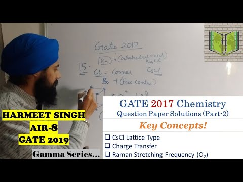 GATE 2017 CHEMISTRY QUESTION PAPER SOLUTIONS (PART-2) | CsCl | CHARGE TRANSFER | RAMAN FREQUENCY O2