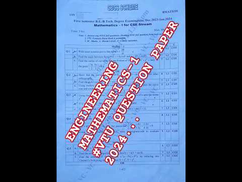 Engineering Mathematics-1 Question Paper 2024.#vtu #mathematics #BMATS101 #2024 #engineering