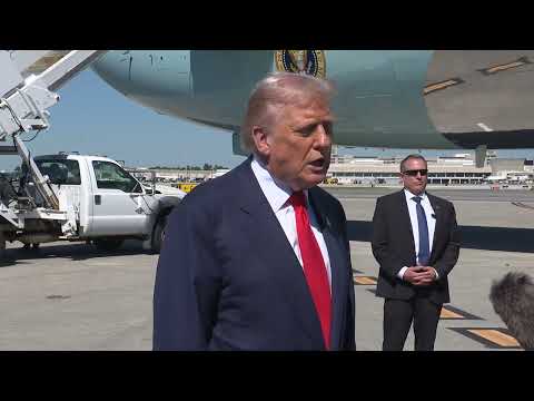 President Trump Gaggles with Press Upon Arrival in Palm Beach, FL, Oct. 31, 2025