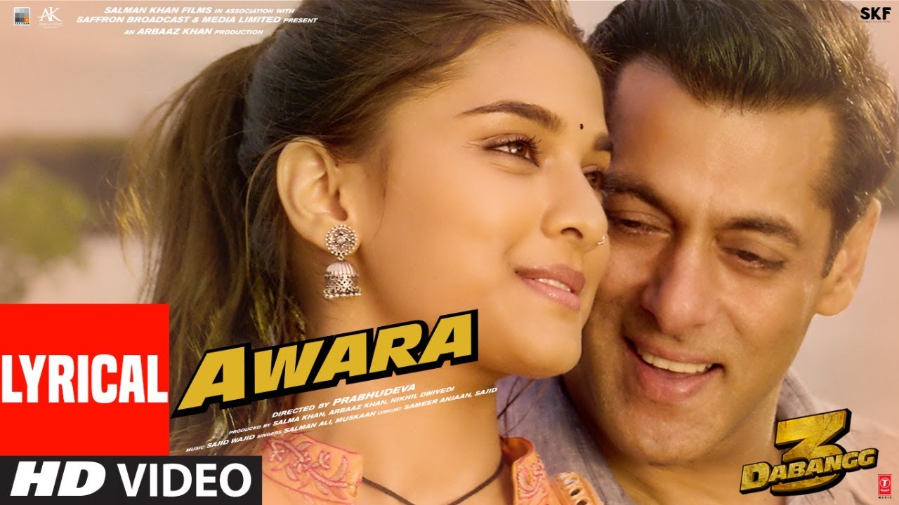 Awara Song from Dabangg 3 | Salman Khan & Sonakshi Sinha | Lyrical Video 🎶