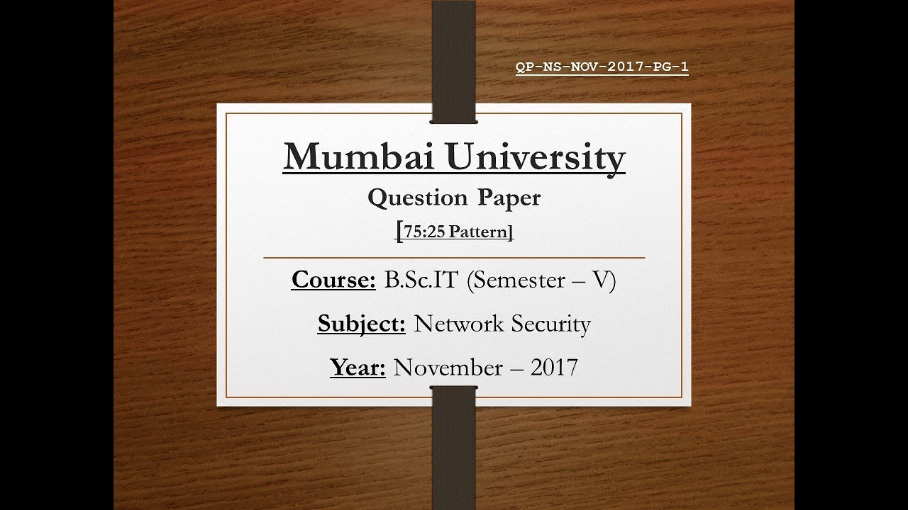 Network Security Question Paper - November 2017 (75:25 Pattern)
