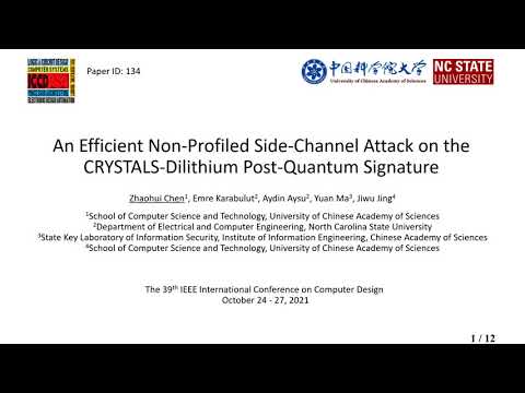 ICCD 2021 - An Efficient Non-Profiled Side-Channel Attack on the CRYSTALS-Dilithium