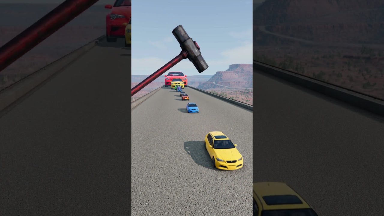 Epic Car Destruction: Small to Giant Vehicles vs Massive Hammer in BeamNG.drive 🚗💥