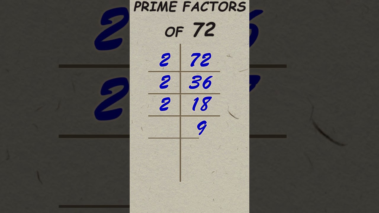 Prime factor of 72 / Prime factorisation / #publicmaths #shorts #primefactor