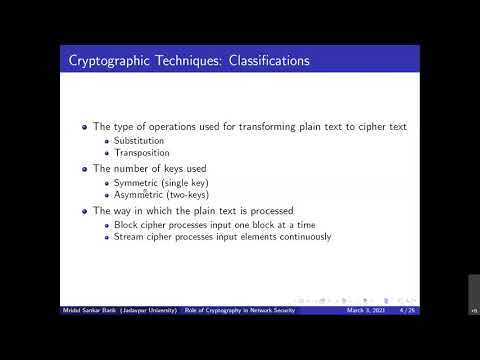 Role of Cryptography in Network Security: DES & RSA algorithms, SSL, SSH