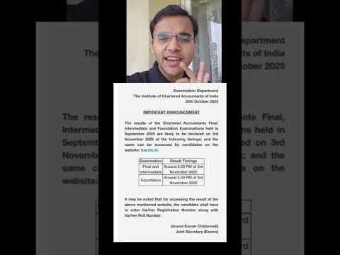 ICAI  UPDATE ON CA RESULT SEP 25 🔥 #ca  #pw #shorts