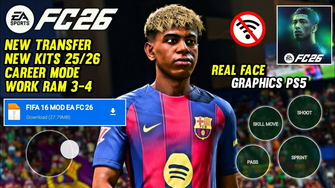 FIFA 16 MOD 2025 UPDATE! Offline Career Mode with HD Graphics & 2025/26 Kits for Android ⚽