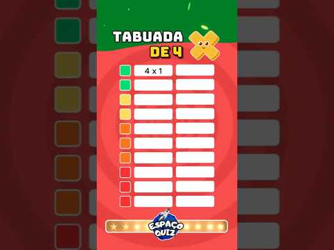 Tabuada de 4 #quiz #matemática #tabuada