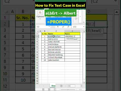 How to Fix Text Case in Excel | PROPER Function Example | #excel #exceltips #exceltutorial #ytshorts