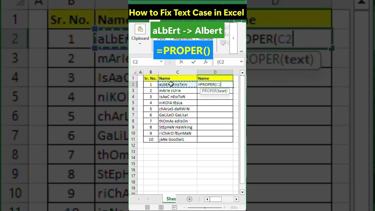 Easily Fix Text Case in Excel with the PROPER Function ✨
