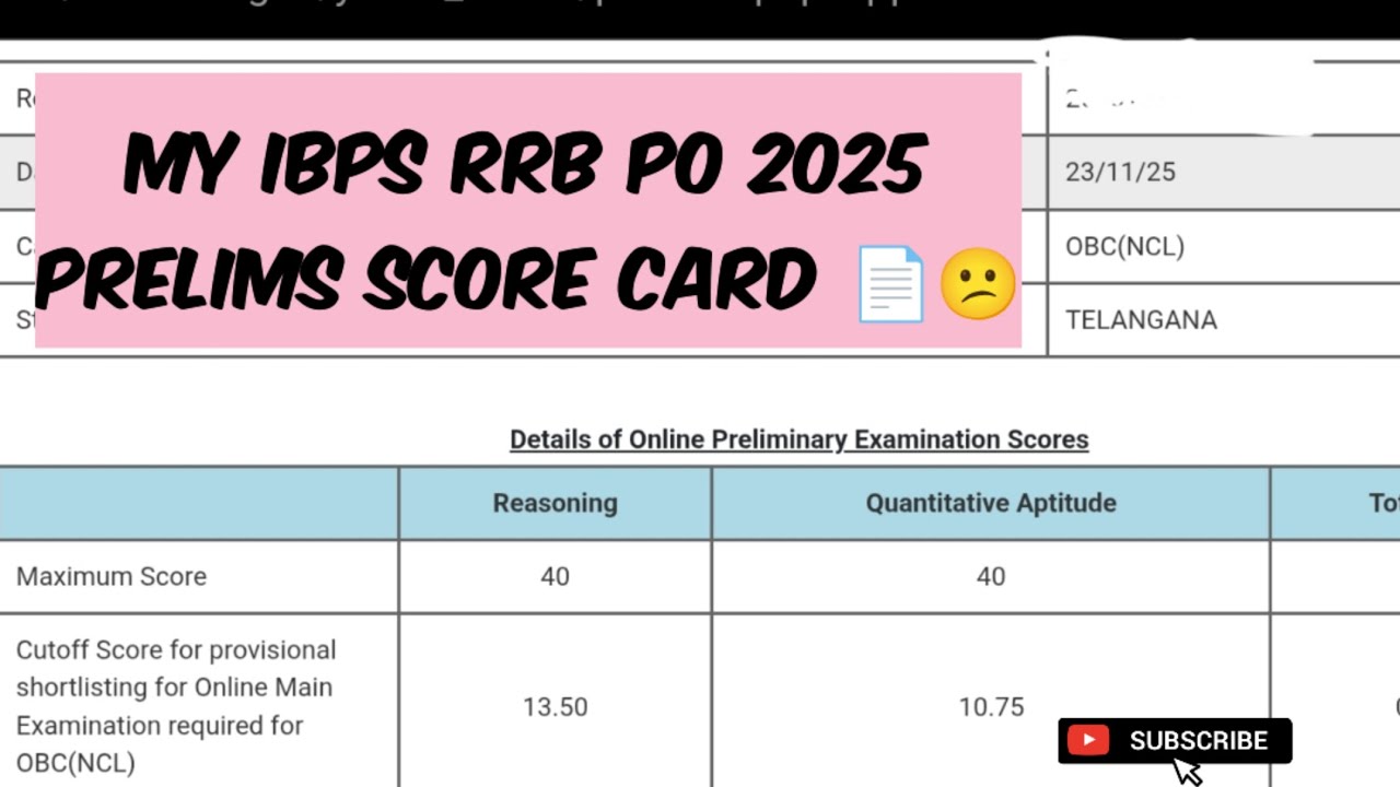 My Ibps Rrb po 2025 prelims score card 🥺#rrbpo #rrbpoprelims #scorecard #ibpsrrb #rrbposcale1