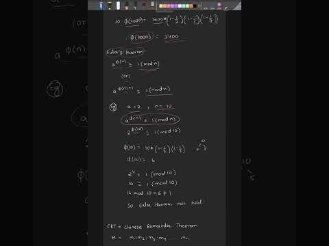 Euler's theorem in principle of cryptography#EulersTheorem #Cryptography #NumberTheory#Maths #Shorts