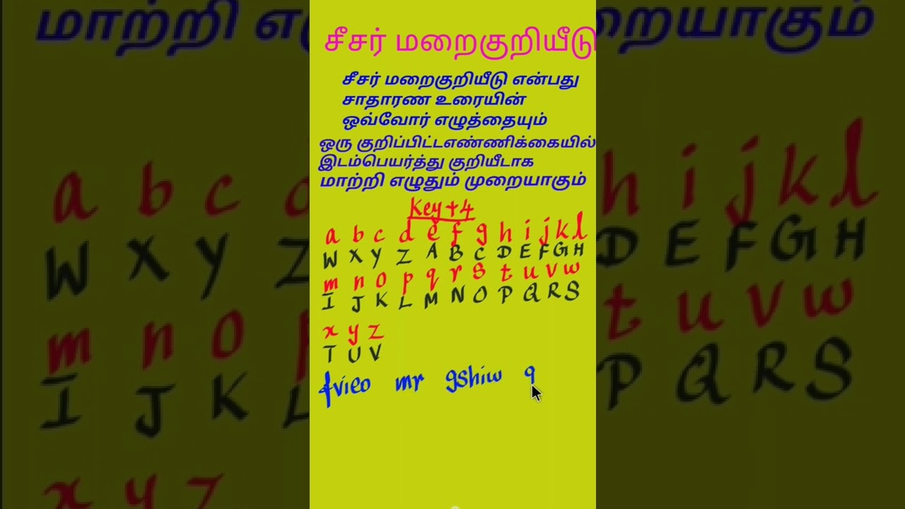 தொலைபேசி குறியாக்கம்: சீசர் சைபர் (முக்கியம் 4, வகுப்பு 8, உதாரணம் 7) | தமிழில் | TN பாடத்திட்டம்