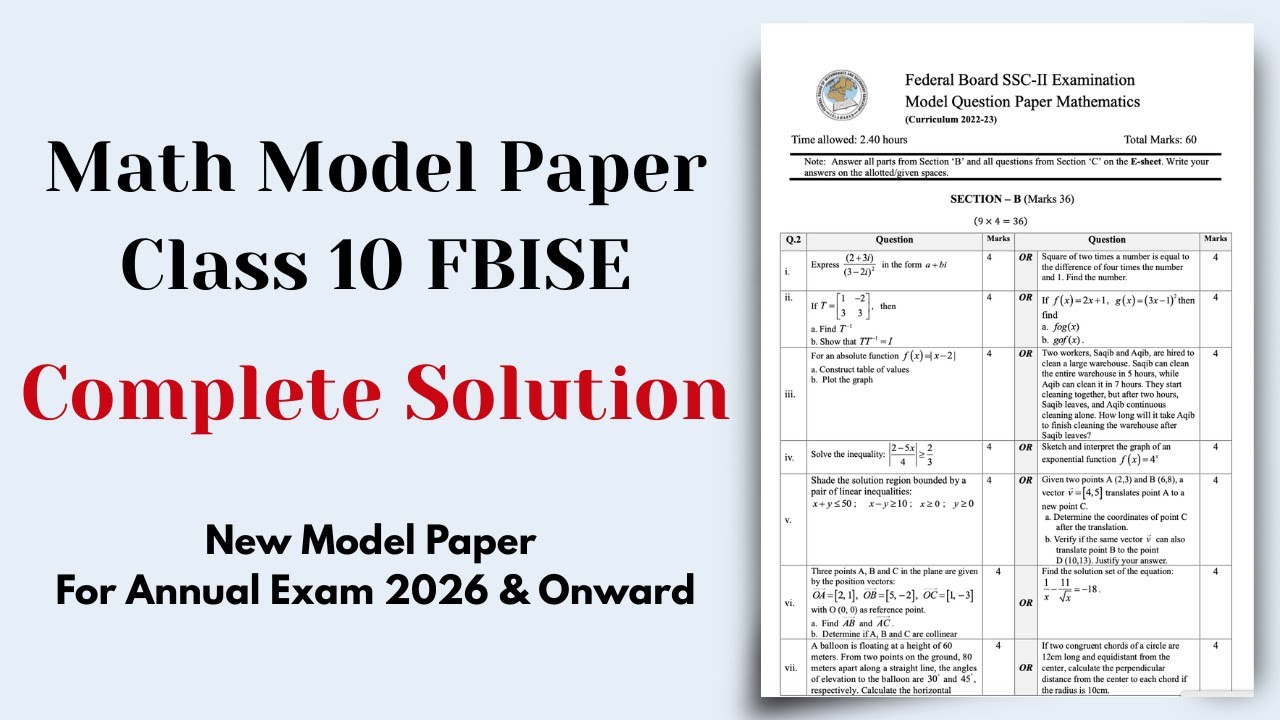 Class 10 Math Model Paper Solution 2025-2026 📘