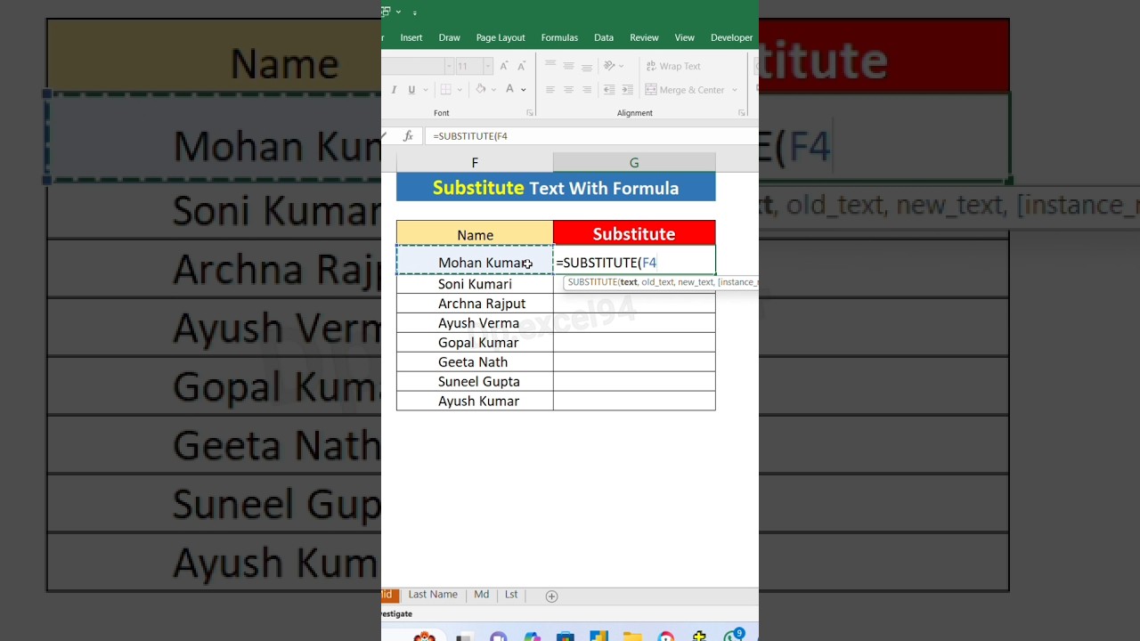 Substitute | How to use substitute function in Excel #excel #exceltricks #exceltips #viral
