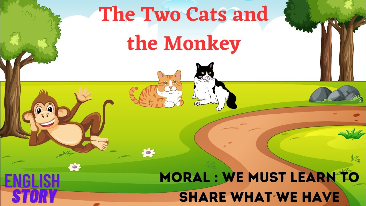 "The Two Cats and the Monkey"|English Moral Story|Short Story|Story with Subtitle