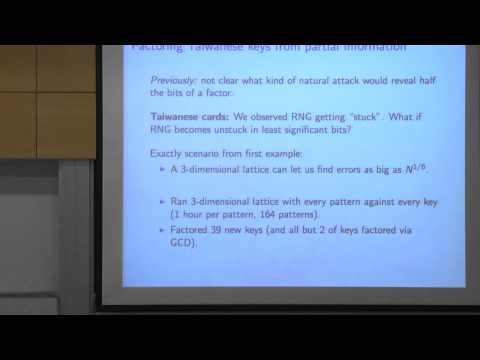 Adventures in Public-Key Cryptanalysis part 3 Nadia Heninger Technion lecture
