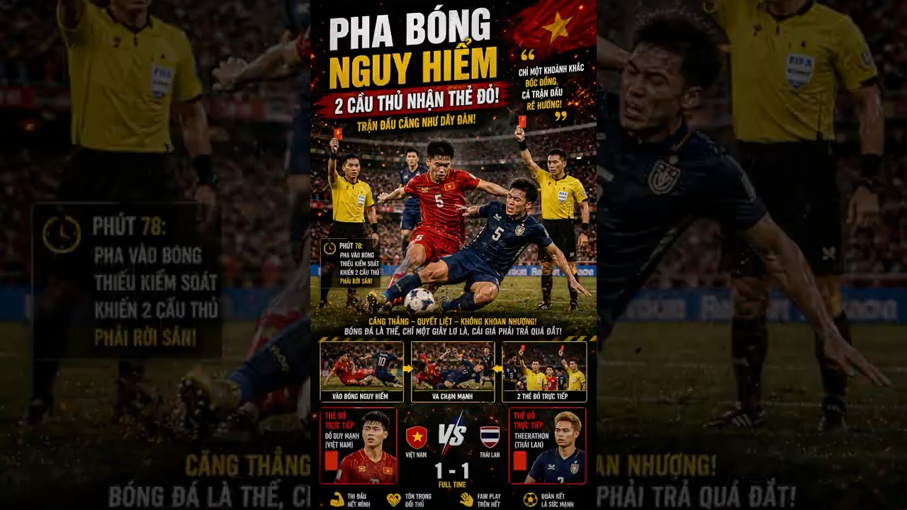 Pha bóng nguy hiểm khiến 2 cầu thủ nhận thẻ đỏ ⚽