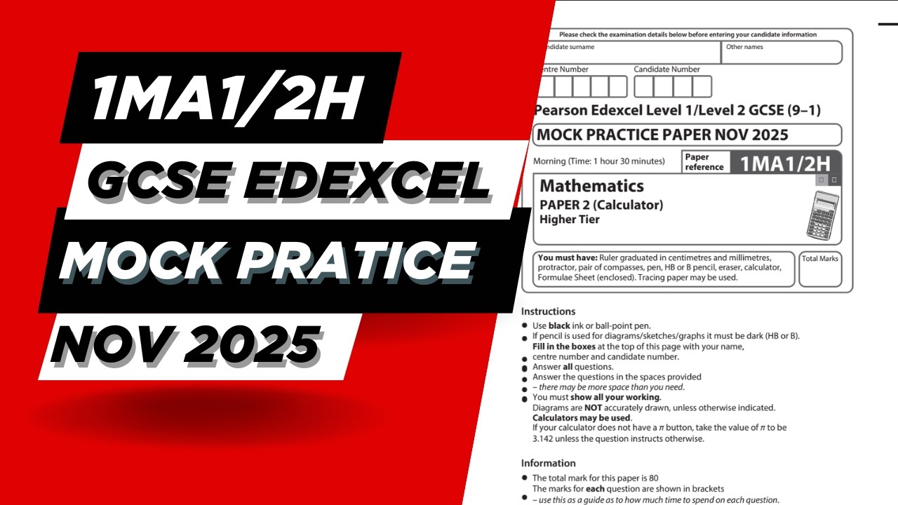 GCSE Maths Edexcel Nov 2025 Higher Paper 2 Mock Paper | 1MA1/2H